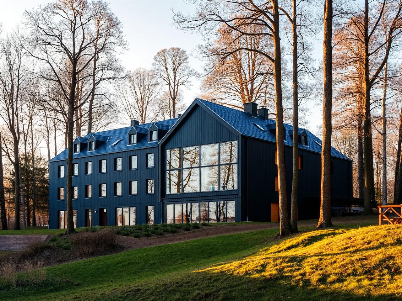 Comwell Kellers Park set udefra i skoven ved Vejle Fjord